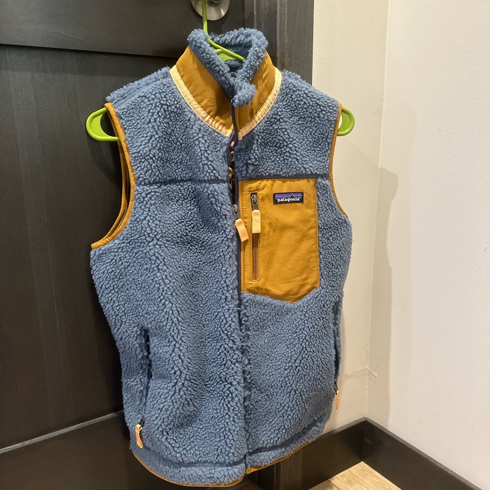 Patagonia Blue and Mustard Fleece Vest